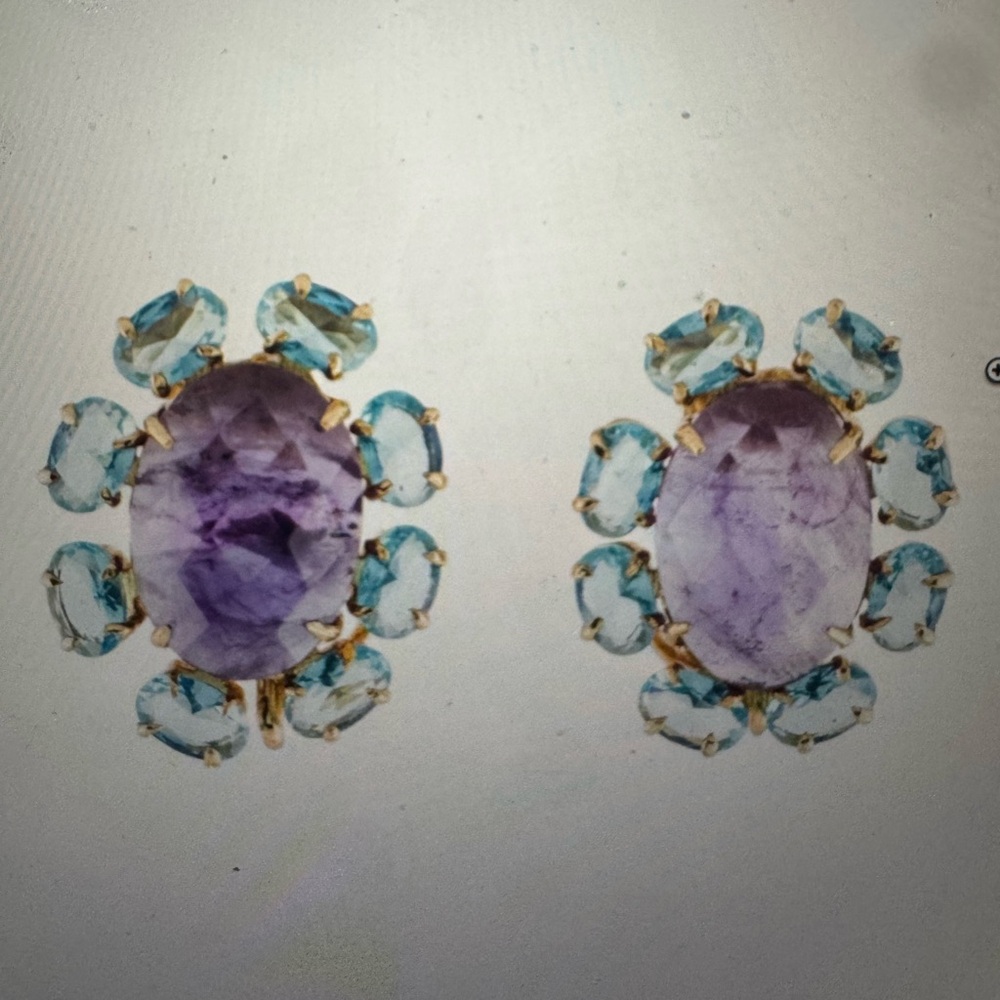 BOUNKIT Crystal Spencer Drop Earrings 14k Yellow Gold Plated and Crystal